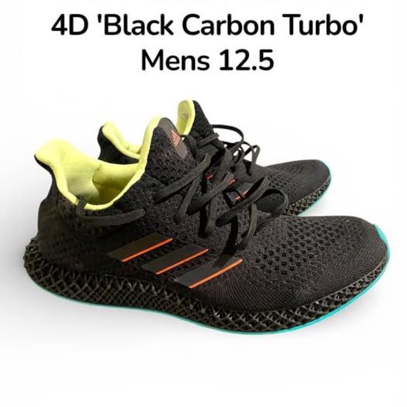 Adidas Futurecraft 4D \'Black Carbon Turbo\' Men’s 12.5 Worn Once Retail over $200
